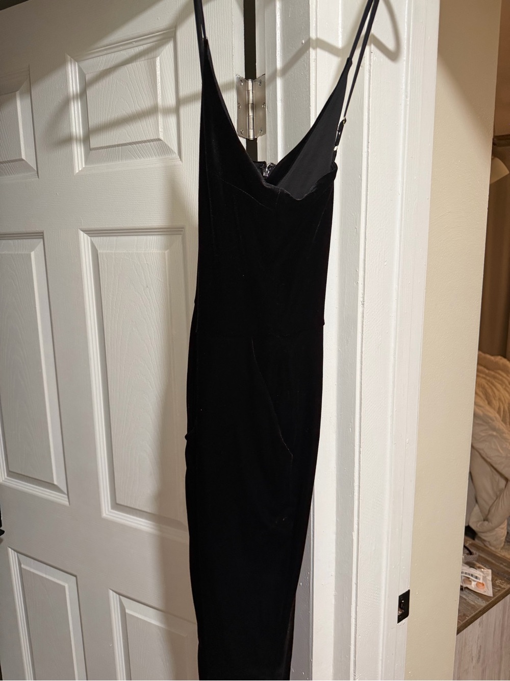 Express Black Velvet Jumpsuit with Slim Straps